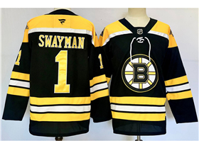 Boston Bruins #1 Jeremy Swayman Black Jersey