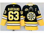 Boston Bruins #63 Brad Marchand Black Alternate 100th Anniversary Jersey