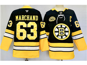 Boston Bruins #63 Brad Marchand Black Alternate 100th Anniversary Jersey