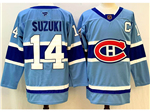 Montreal Canadiens #14 Nick Suzuki Light Blue Reverse Retro Jersey