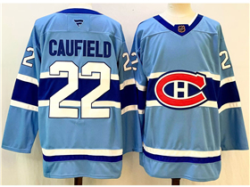 Montreal Canadiens #22 Cole Caufield Light Blue Reverse Retro Jersey