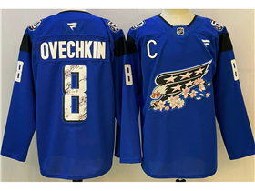 Washington Capitals #8 Alexander Ovechkin Blue Cherry Blossom Jersey