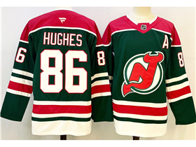 New Jersey Devils #86 Jack Hughes Green Reverse Retro Jersey