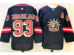 New York Rangers #93 Mika Zibanejad Navy Reverse Retro Jersey