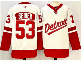 Detroit Red Wings #53 Mortiz Seider White 2025 Stadium Series Jersey