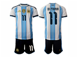 Argentina 2026 Home Blue/White Soccer Jersey with #11 di María Printing