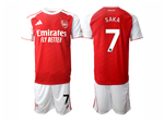 Arsenal F.C. 2025/26 Home Red Soccer Jersey with #7 Saka Printing