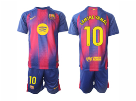 FC Barcelona 2025/26 Home Red/Blue Soccer Jersey with #10 Lamine Yamal Printing