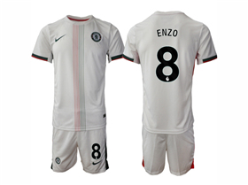 Chelsea F.C. 2025/26 Away White Jersey with #8 Enzo Printing