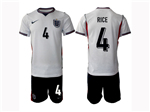 England 2026 Home White Soccer Jersey with #4 Rice Printing