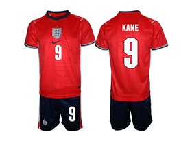 England 2026 Away Red Soccer Jersey with #9 Kane Printing