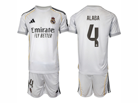 Real Madrid CF 2025/26 Home White Soccer Jersey with #4 Alaba Printing