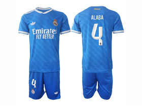 Real Madrid CF 2025/26 Third Blue Soccer Jersey with #4 Alaba Printing