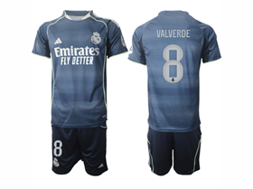 Real Madrid CF 2025/26 Away Navy Soccer Jersey with #8 Valverde Printing