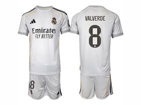 Real Madrid CF 2025/26 Home White Soccer Jersey with #8 Valverde Printing
