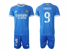 Real Madrid CF 2025/26 Third Blue Soccer Jersey with #9 Endrick Printing