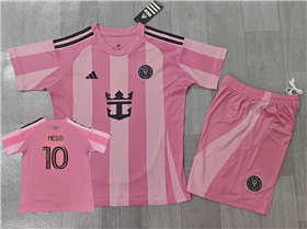 Inter Miami CF 2025 Youth Home Pink Soccer Jersey with #10 Messi Printing