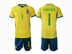 Brazil 2026 Home Gold Soccer Jersey with #1 A.Becker Printing