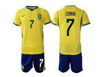 Brazil 2026 Home Gold Soccer Jersey with #7 Cunha Printing