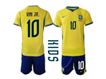 Brazil 2026 Youth Home Gold Soccer Jersey with #10 Vini Jr. Printing