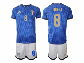 Italy 2026 Home Blue Soccer Jersey with #8 Tonali Printing