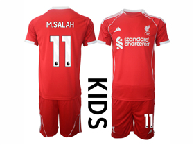 Liverpool F.C. 2025/26 Youth Home Red Soccer Jersey with #11 M.Salah Printing