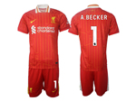 Liverpool F.C. 2024/25 Home Red Soccer Jersey with #1 A.Becker Printing