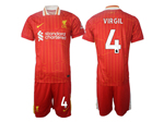 Liverpool F.C. 2024/25 Home Red Soccer Jersey with #4 Virgil Printing