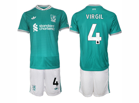 Liverpool F.C. 2025/26 Third Green Soccer Jersey with #4 Virgil Printing