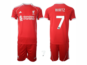 Liverpool F.C. 2025/26 Home Red Soccer Jersey with #7 Wirtz Printing