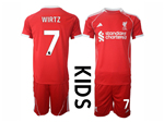 Liverpool F.C. 2025/26 Youth Home Red Soccer Jersey with #7 Wirtz Printing