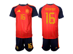 Spain 2026 Home Red Soccer Jersey with #16 Rodrigo Printing