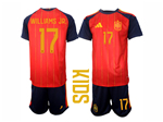 Spain 2026 Youth Home Red Soccer Jersey with #17 Williams Jr Printing