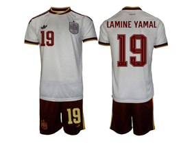 Spain 2026 Away White Soccer Jersey with #19 Lamine Yamal Printing