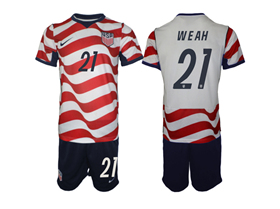 USA 2026 Home White Soccer Jersey with #21 Weah Printing