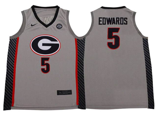 Georgia Bulldogs #5 Anthony Edwards Gray College Basketball Jersey ...