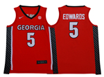 Georgia Bulldogs #5 Anthony Edwards Red College Basketball Jersey