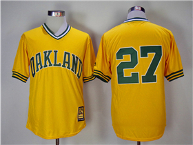 Oakland Athletics #27 Catfish Hunter Gold Turn Back The Clock Copperstown Collection Jersey
