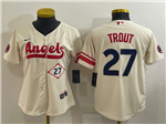 Los Angeles Angels #27 Mike Trout Women's Cream 2022 City Connect Jersey