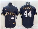 Houston Astros #44 Yordan Álvarez Black Gold w/World Series Patch Jersey