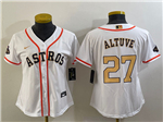Houston Astros #27 José Altuve Women's White/Gold 2023 Gold Collection Jersey