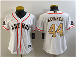 Houston Astros #44 Yordan Álvarez Women's White/Gold 2023 Gold Collection Jersey