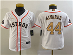 Houston Astros #44 Yordan Álvarez Youth White/Gold 2023 Gold Collection Jersey