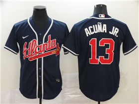 Atlanta Braves #13 Ronald Acuna Jr. Navy Cool Base Jersey