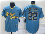 Milwaukee Brewers #22 Christian Yelich Powder Blue 2022 City Connect Jersey