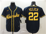 Milwaukee Brewers #22 Christian Yelich Navy Cool Base Jersey