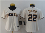 Milwaukee Brewers #22 Christian Yelich Women's Cream Cool Base Jersey