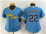 Milwaukee Brewers #22 Christian Yelich Women's Powder Blue 2022 City Connect Jersey