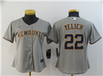 Milwaukee Brewers #22 Christian Yelich Women's Gray Cool Base Jersey