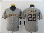 Milwaukee Brewers #22 Christian Yelich Youth Gray Cool Base Jersey